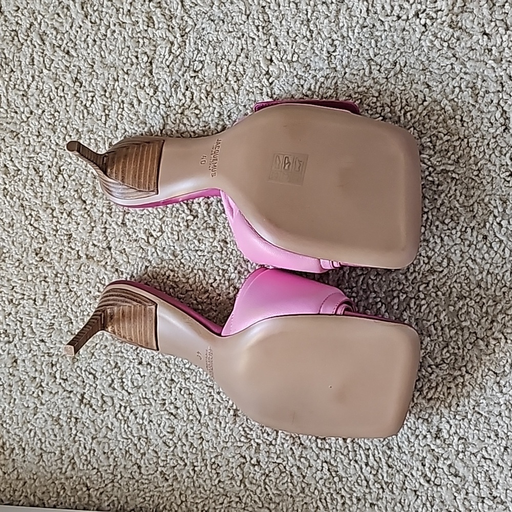 JACQUEMUS Piscine Square-Toe Padded Pink Leather Mules - Picture 8 of 10